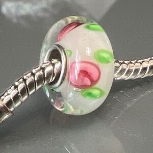 Silver 925 Murano Glass Floral Bracelet Charm